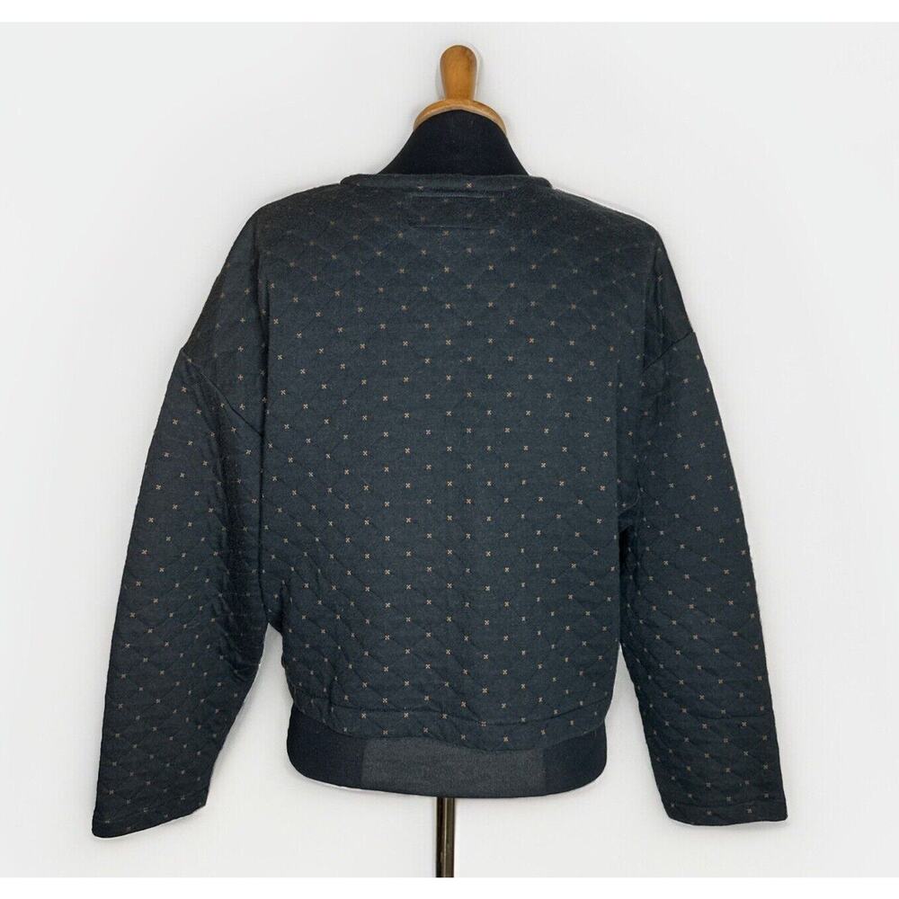 VTG Tarazzia Sport Quilted Button Cardigan Cropped Black Jacket M Grandmacore - Picture 2 of 10
